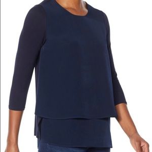 Dg2 Easy Top 3/4 Sleeve Navy Lg by Diane Gilman